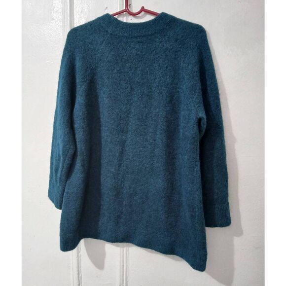 Ayr womens medium WOOL SUPERKID MOHAIR sweater turquoise blue pullover slouchy - Picture 5 of 9